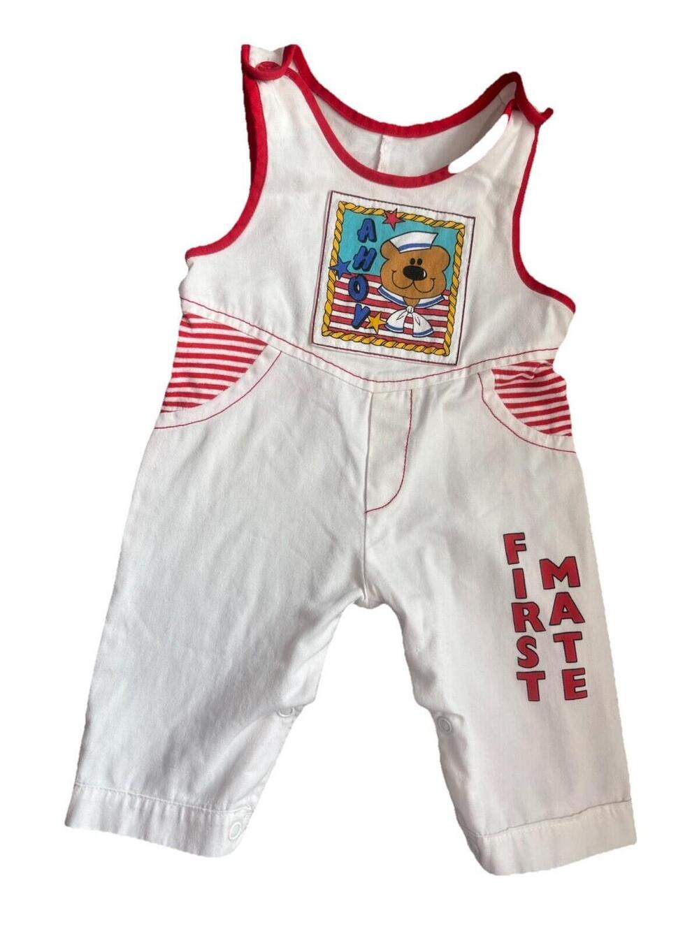 Vintage Sailor Outfit Nautical Romper First Mate USA Red White & Blue 3-6Months